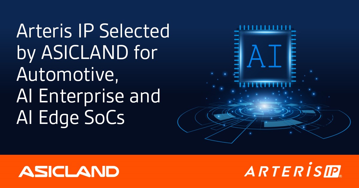 Arteris IP Selected By ASICLAND for Automotive, AI Enterprise and AI Edge SoCs