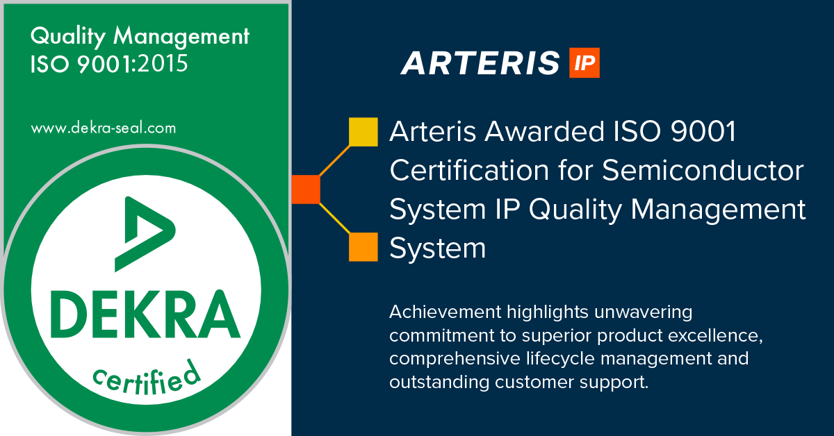 Arteris Awarded ISO 9001 Certification for Semiconductor System IP Quality Management System